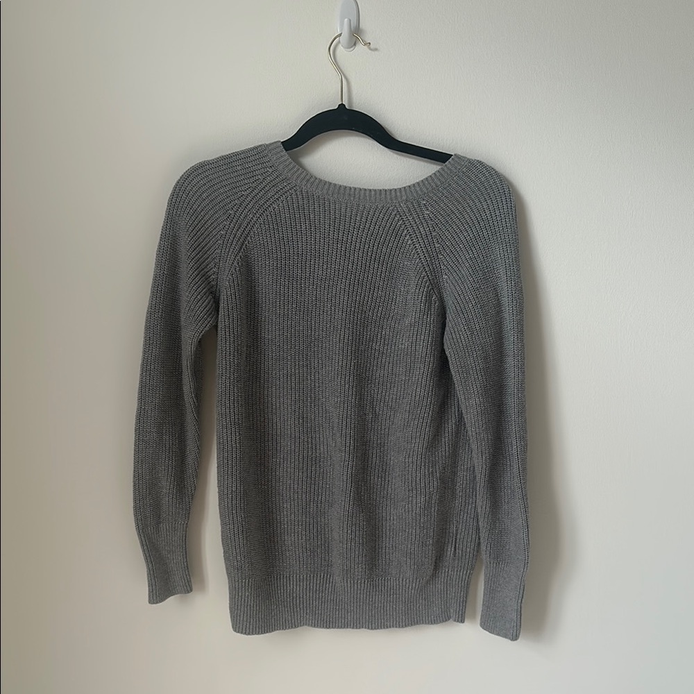 Halogen Gray Crew Neck Open Back Sweater